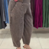3304-3.png Comfort-Fit Elastic Waist Denim Trousers with Vertical Seam Detailing