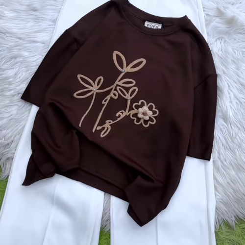 3312-5.png Sophisticated Embroidered Tee and Trouser Ensemble