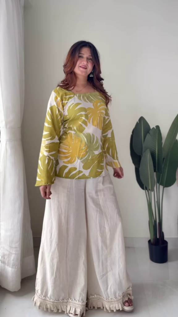 Boho-Chic Floral Tunic and Flared Palazzo Set - Photo 1