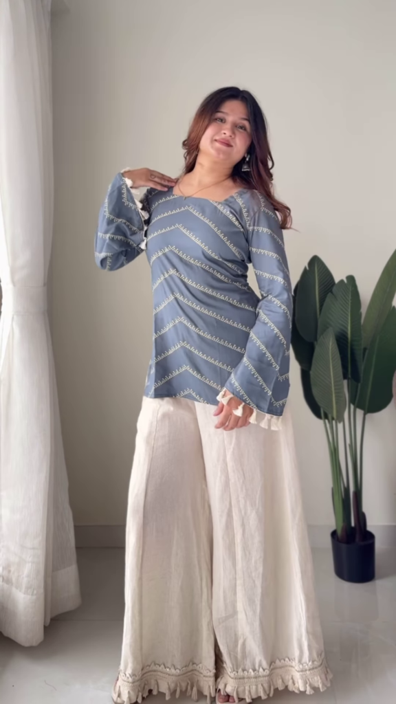 Boho-Chic Floral Tunic and Flared Palazzo Set - Photo 2