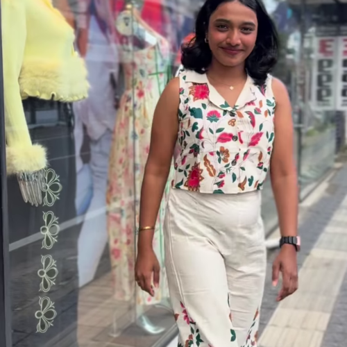 3320-1.png Floral Print Collared Crop Top and Matching Palazzo Set