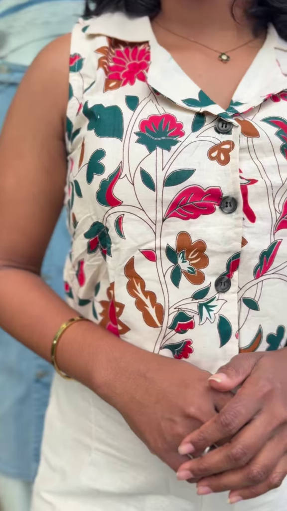 Floral Print Collared Crop Top and Matching Palazzo Set - Photo 2