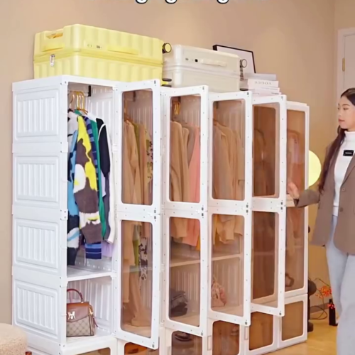 3325-1.png Modular Folding Closet with Translucent Swing-Doors