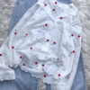 Eyelet Floral Embroidered Button-Down Shirt and Denim Set