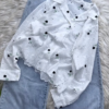 Eyelet Floral Embroidered Button-Down Shirt and Denim Set