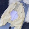 3327-6.png Classic Brown Button-Down Shirt and Light-Wash Denim Co-ord Set