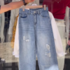 3328-1.png Embroidered White Shirt and Light-Wash Denim Ensemble
