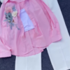 3329-1.png Floral Appliqué Pink Shirt and White Trouser Co-ord Set