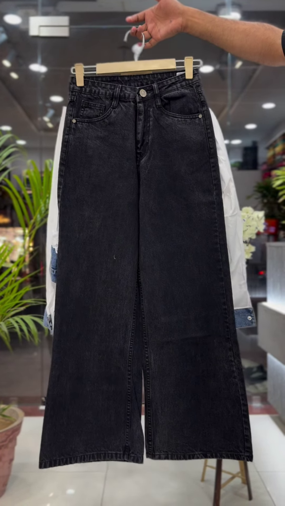 Mixed-Media Floral Denim-Paneled Shirt and Trouser Set - Photo 2