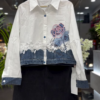 3330-2.png Mixed-Media Floral Denim-Paneled Shirt and Trouser Set