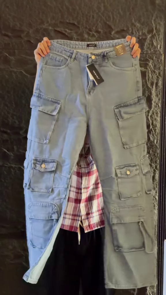 Utility-Style Denim Jacket and Cargo Trouser Co-ord Set - Photo 1