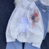 Floral Appliqué Button-Down Shirt and Denim Co-ord Set