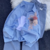 Floral Appliqué Button-Down Shirt and Denim Co-ord Set