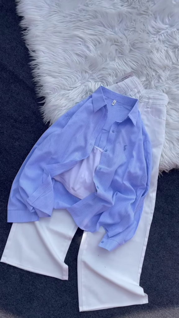 Classic Striped Button-Down Shirt and Trouser Co-ord Set - Photo 6
