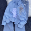 Floral Appliqué Pink Shirt and White Trouser Co-ord Set