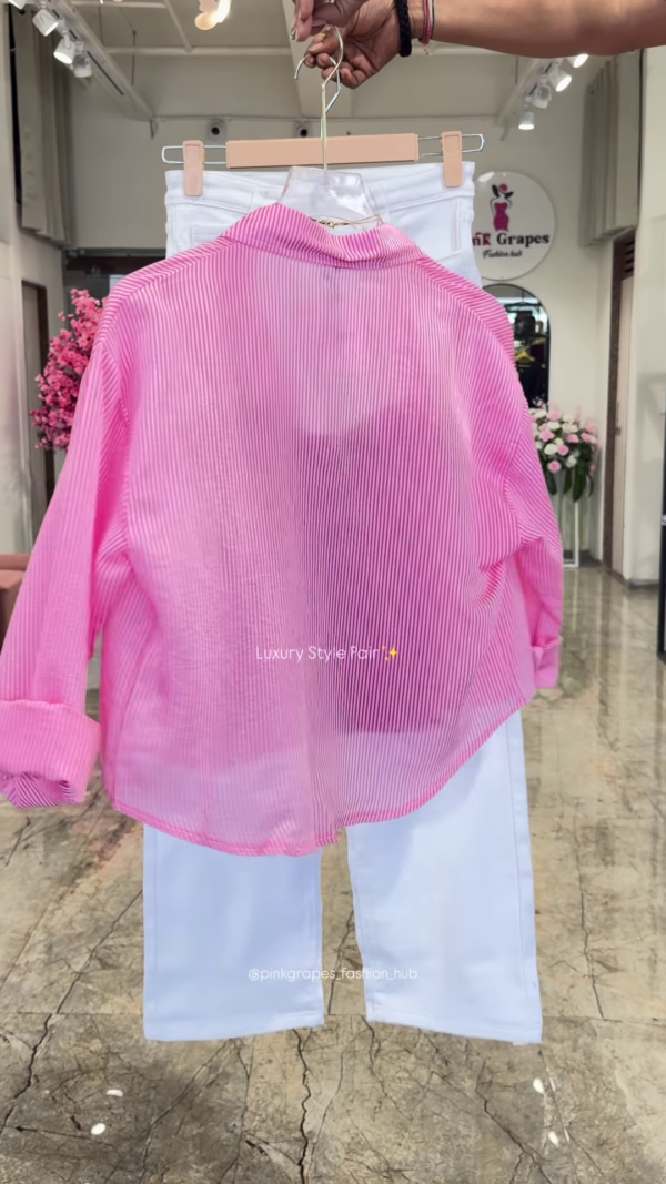 3337-4.png Luxury Striped Shirt and White Trouser Co-ord Set