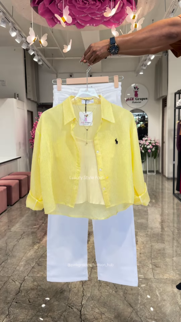 Luxury Striped Shirt and White Trouser Co-ord Set - Photo 4