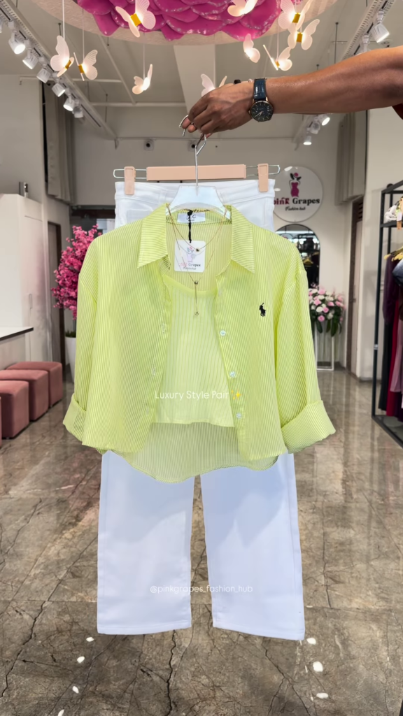 Luxury Striped Shirt and White Trouser Co-ord Set - Photo 2