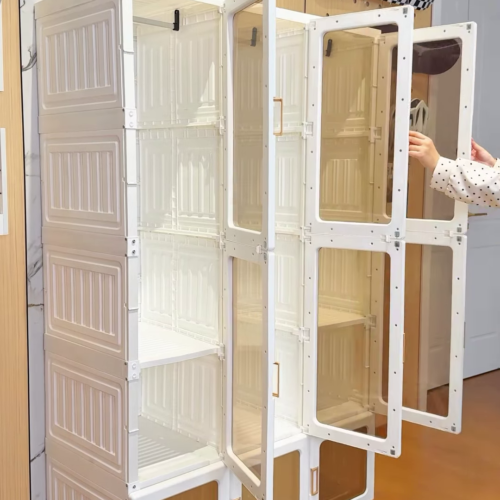 3342-1.png Modular Folding Closet with Translucent Swing-Doors