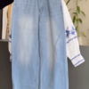 3345-1.png Embroidered White Peplum Tunic with Blue Floral Accents
