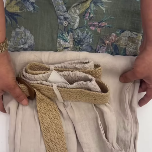 3354-1.png Floral Linen Shirt and Elastic-Waist Trousers Co-ord Set