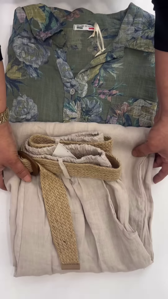Floral Linen Shirt and Elastic-Waist Trousers Co-ord Set - Photo 1