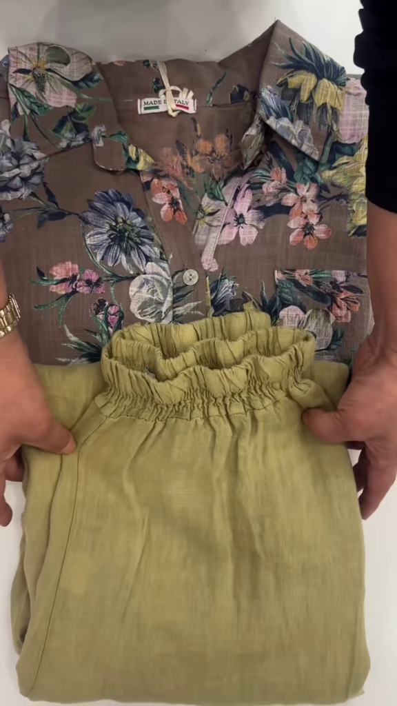 Floral Linen Shirt and Elastic-Waist Trousers Co-ord Set - Photo 3