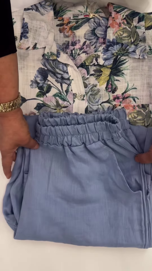 Floral Linen Shirt and Elastic-Waist Trousers Co-ord Set - Photo 2