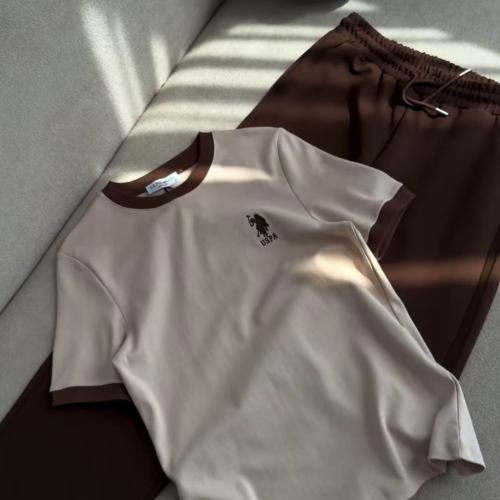 3359-2.png Color-Block USPA Logo T-Shirt and Lounge Trouser Set