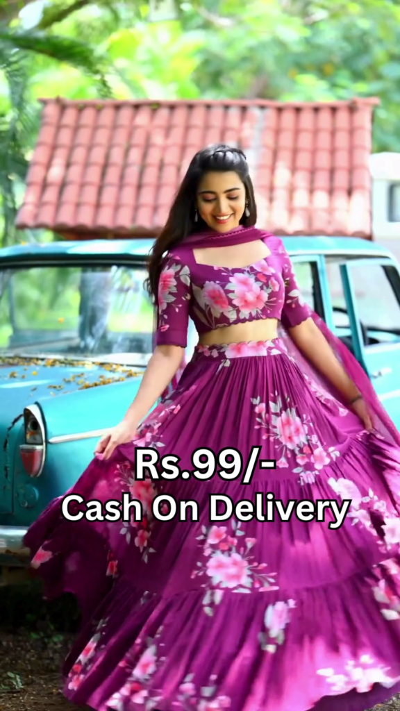 Blooming Magenta Floral Lehenga Choli Set - Photo 1