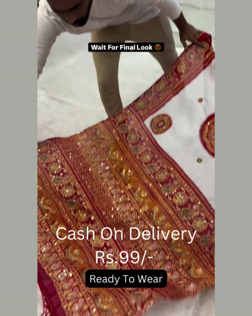 Heritage Ivory Saree with Crimson & Gold Zari Artistry - Photo 1