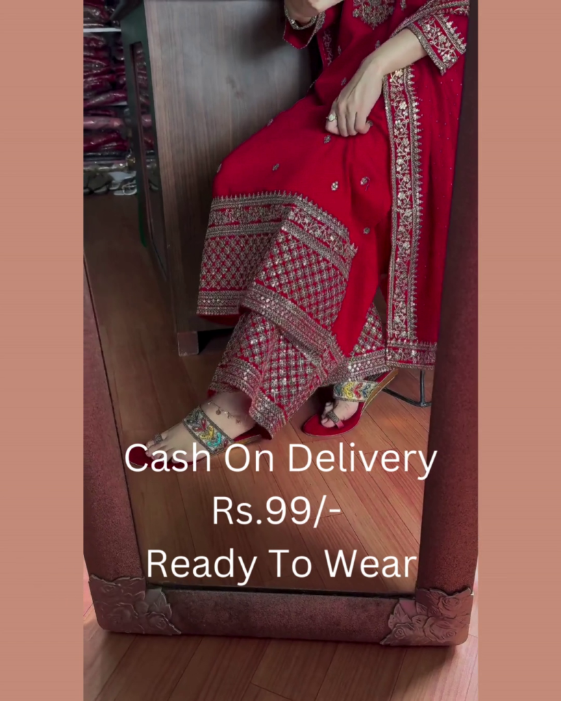 Royal Crimson Silk Suit with Zardosi Artistry - Photo 2