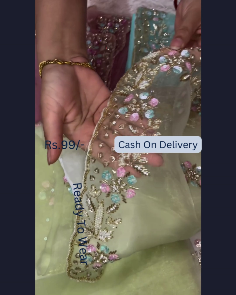 Lime Frost Embroidered Organza Dupatta - Photo 2