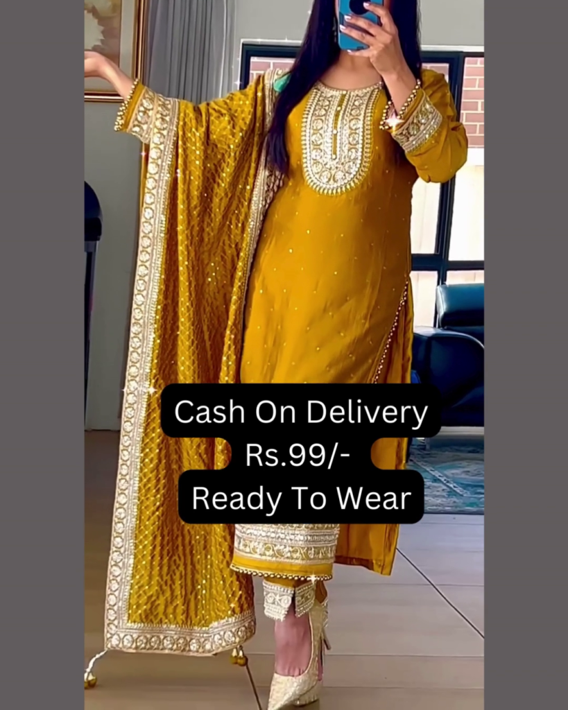 Sun-Drenched Mustard Silk Suit with Ornate Zardosi Borders - Photo 2