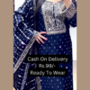 5020-1.png Midnight Blue Silk Suit with Geometric Silver Artistry