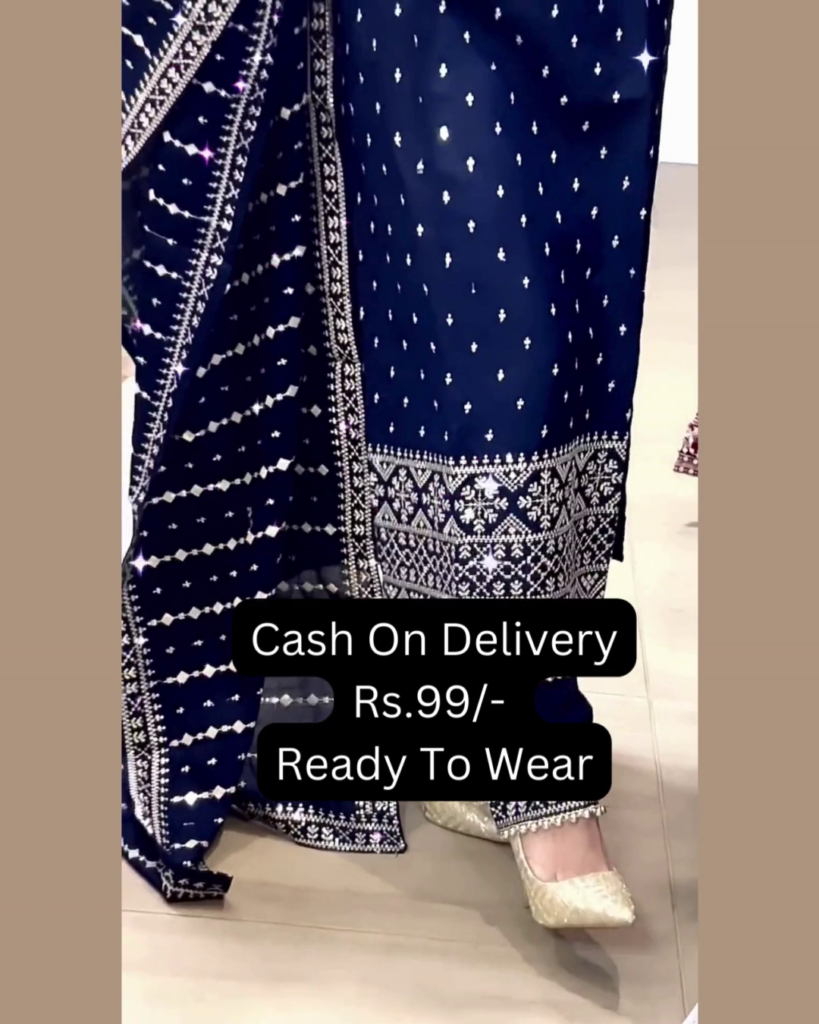 Midnight Blue Silk Suit with Geometric Silver Artistry - Photo 2