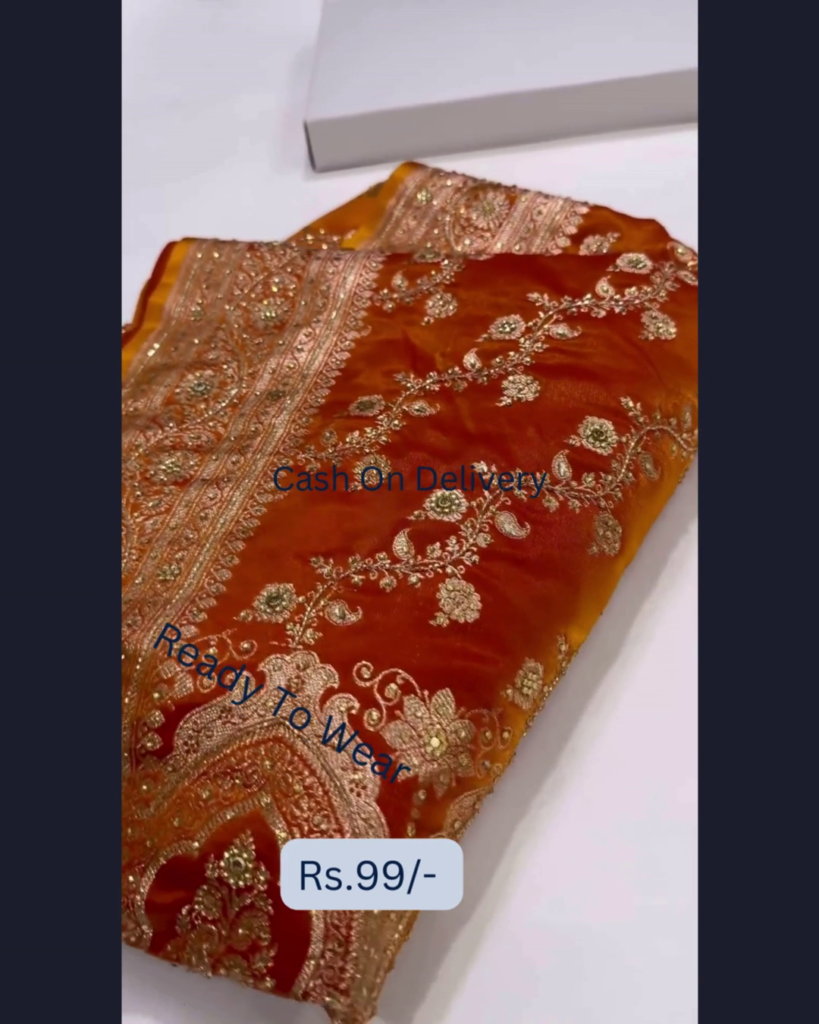 Heritage Gold Zari Saree in Burnished Orange - Photo 2