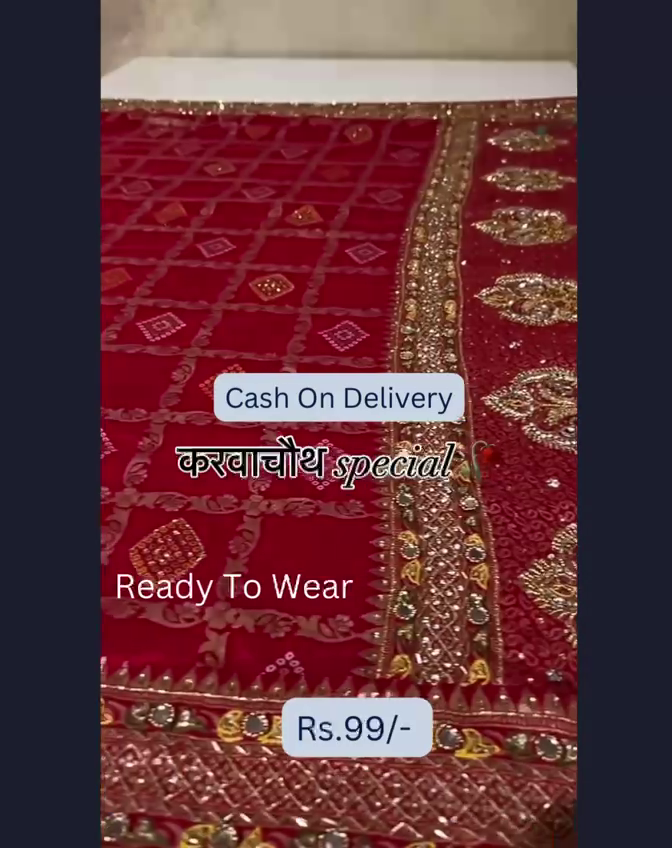 Karwa Chauth Special: Crimson Heritage Bandhani Saree - Photo 2