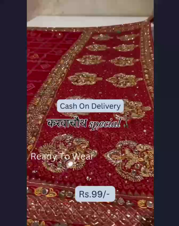 5023-2.png Karwa Chauth Special: Crimson Heritage Bandhani Saree