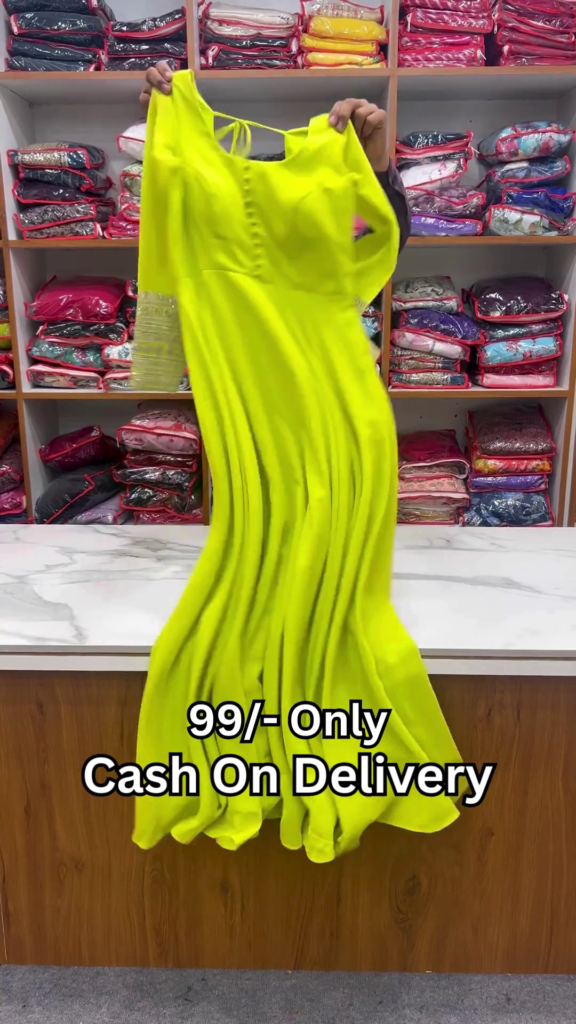 Neon Citron Floor-Length Anarkali Gown - Photo 2