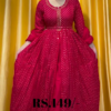 5029-1.png Crimson Polka-Dot Anarkali Gown with Embroidered Cinched Waist