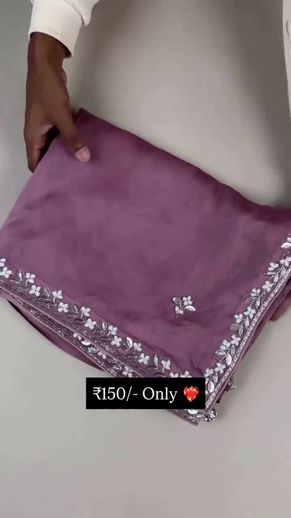 Lavender Mist Silk Saree with Gota Patti Artistry - Photo 2