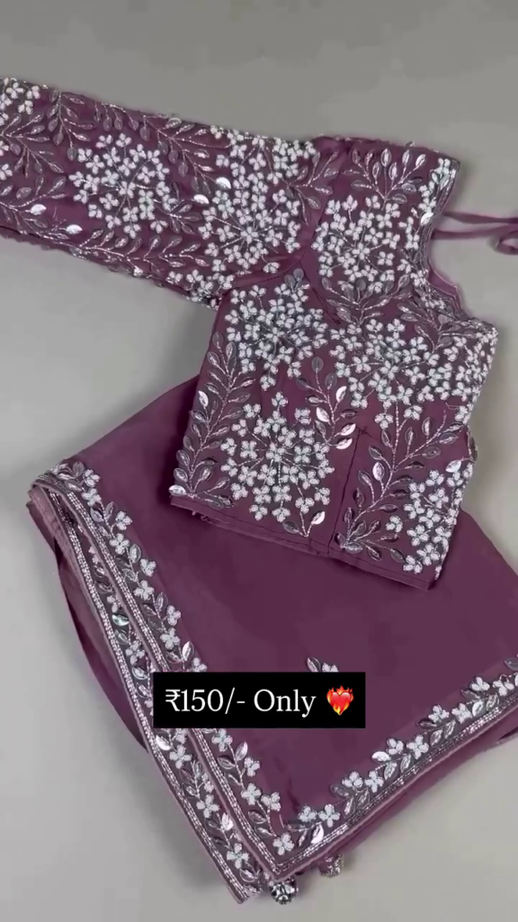 Lavender Mist Silk Saree with Gota Patti Artistry - Photo 1