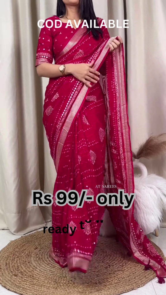 Midnight Blue Georgette Saree with Silver Zari Artistry - Photo 1