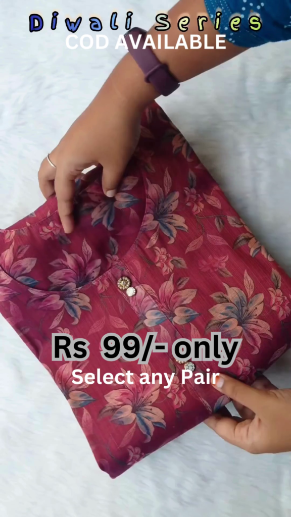 Burgundy Floral Silk Kurti | Diwali Series - Photo 2