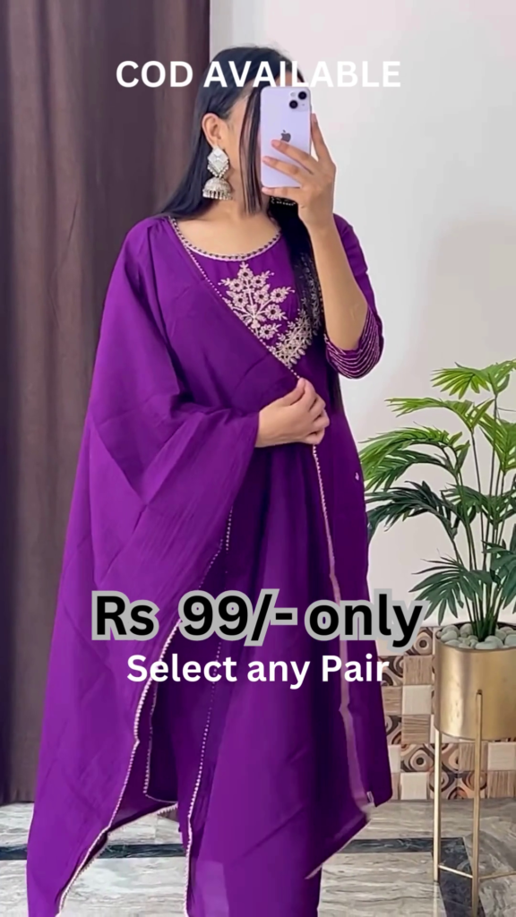 Golden Mustard Suit with Floral Organza Dupatta - Photo 2