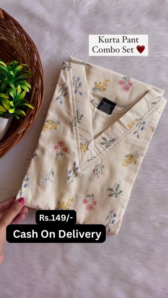 Sun-Kissed Florals: Kurta Pant Combo Set - Photo 1
