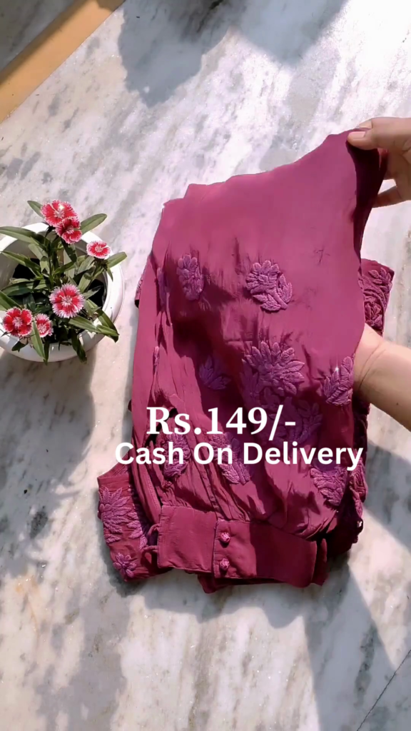 Wine Georgette Embroidered Anarkali Gown - Photo 2
