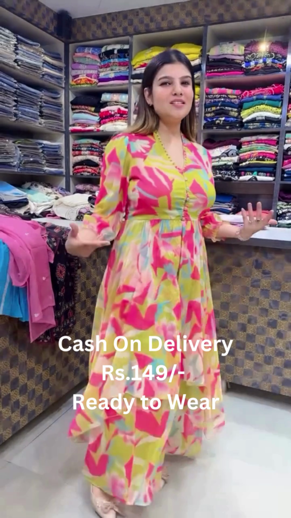 Abstract Floral High-Low Anarkali Gown - Photo 2