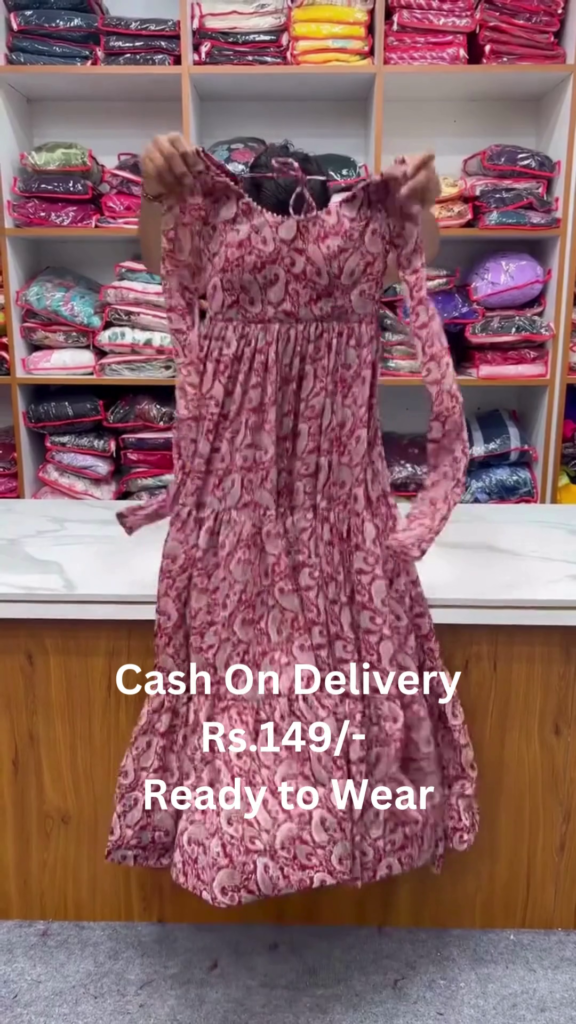 Rosewood Radiance: Printed Georgette Anarkali Gown - Photo 2